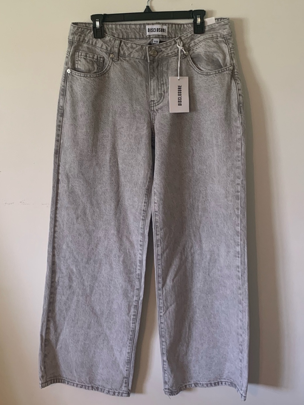 Women's mid Rise Wide Leg stove washed Jeans - Light Gray